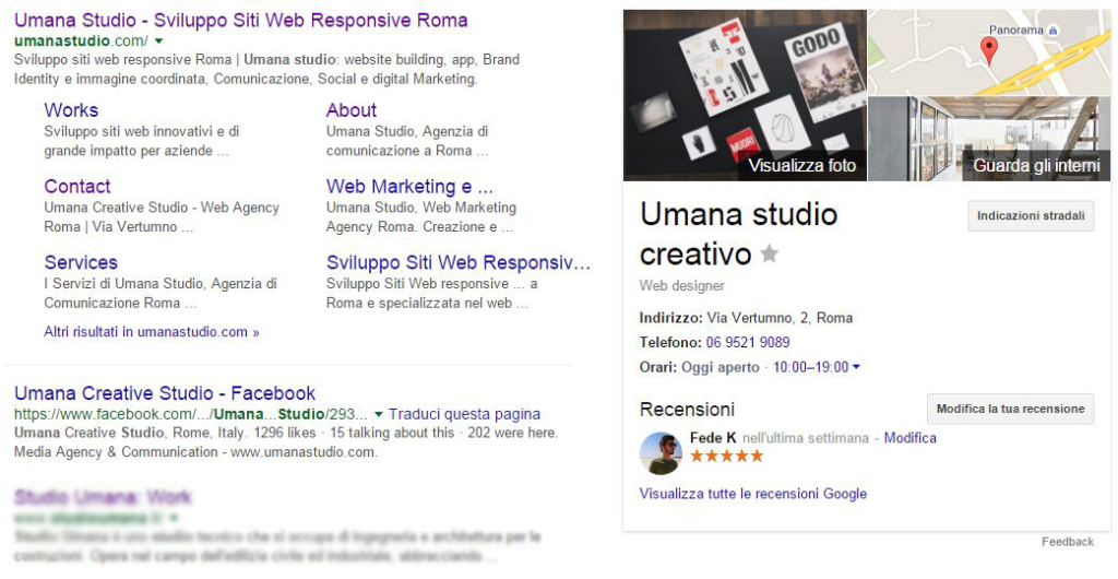 umana studio google business scheda